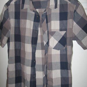 Hawk Blue/Gray Checkerboard Short Sleeve Shirt Men's Size XL
